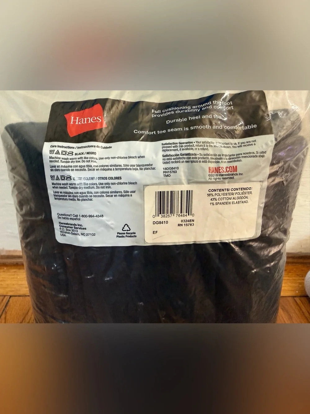 Hanes Black Cushion Comfort Crew Socks 10 Pair Pack Shoe Size 6-12 Sealed NWT